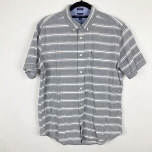 Tommy Hilfiger Men Classic Fit Striped Short Sleeve Button‎ Down Shirt Size M